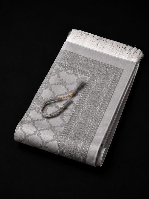 Alfombra de Rezo Portátil gris  | Kit Completo con Tasbih