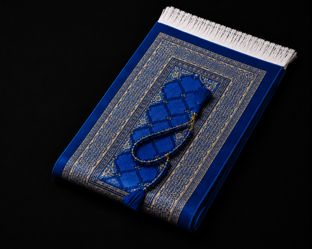 Alfombra de Rezo Portátil azul| Kit Completo con Tasbih